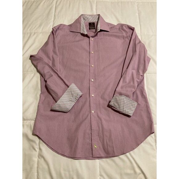 Tailorbyrd Purple Flip Cuff Button Down Men's Dress Shirt Size Large - Picture 1 of 7